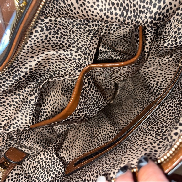 New MFK Collection By Mia K - Oday Hobo Vegan Leather Light Brown With Chain Bag - Picture 12 of 15